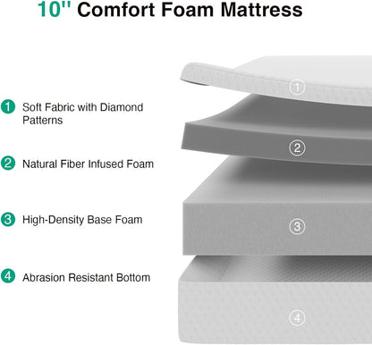Twin Mattress 10 Inch, Twin Memory Foam Mattress | with Breathable Comfort & High-Density Support Foam for Pressure Relief & Contouring Support, Mattresses in a Box4