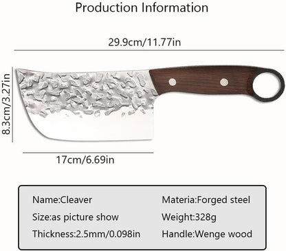 Meat Cleaver,Cleaver Knife 6.7 Inch Forged Butcher Knife Slaughter Cleaver Kitchen Slicing Carving Knives Sharp Vegetable Meat Cutting with Wood Handle2
