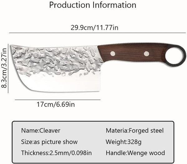 Meat Cleaver,Cleaver Knife 6.7 Inch Forged Butcher Knife Slaughter Cleaver Kitchen Slicing Carving Knives Sharp Vegetable Meat Cutting with Wood Handle2