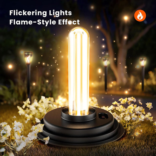 Solar Lights Outdoor 4 Pack - 40'' Solar Powered Pathway Lights with Flickering Flame, Ideal for Gardens, Pathways, Patio, Balcony, Pool - Christmas, Halloween & Year - round Decor6