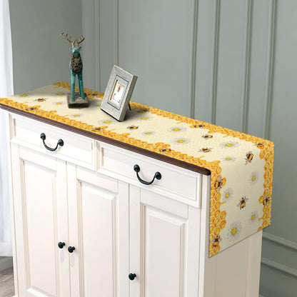 Linen Bee Daisy Table Runner Rustic Home Farmhouse Table Cover Boy Girl Bithday Party Indoor Outdoor Decoration Home Kitchen Dining Room Decor (13" X 72")3