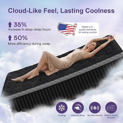 16 Inch Queen Size Mattress, Upgraded Luxury Hybrid Queen Mattress in a Box with 7-Zone Support for Cool Night & Pressure Relief, Motion Isolation, Designed in the USA, 365-Night Trial, Medium Firm6