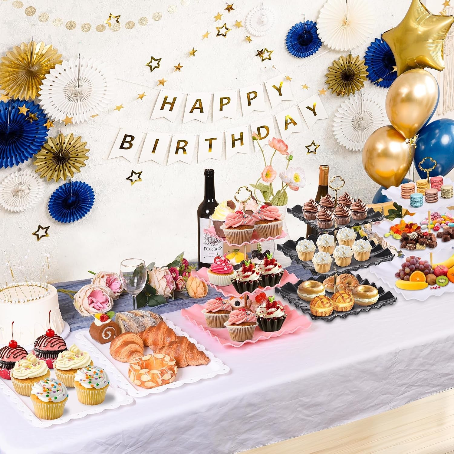 10-pack-dessert-table-display-set-4-three-tier-square-cupcake-stands-and-6-serving-trays-for-cakes-cupcakes-pastries-and-snacks-baby-shower-decorations-bridal-shower-birthday-wedding-party