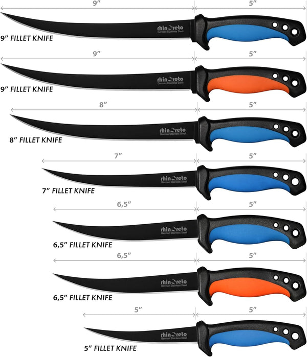 5 Inch Fillet Knife and 9 Inch Fillet Knife Bundle with Sheats and Sharpeners8