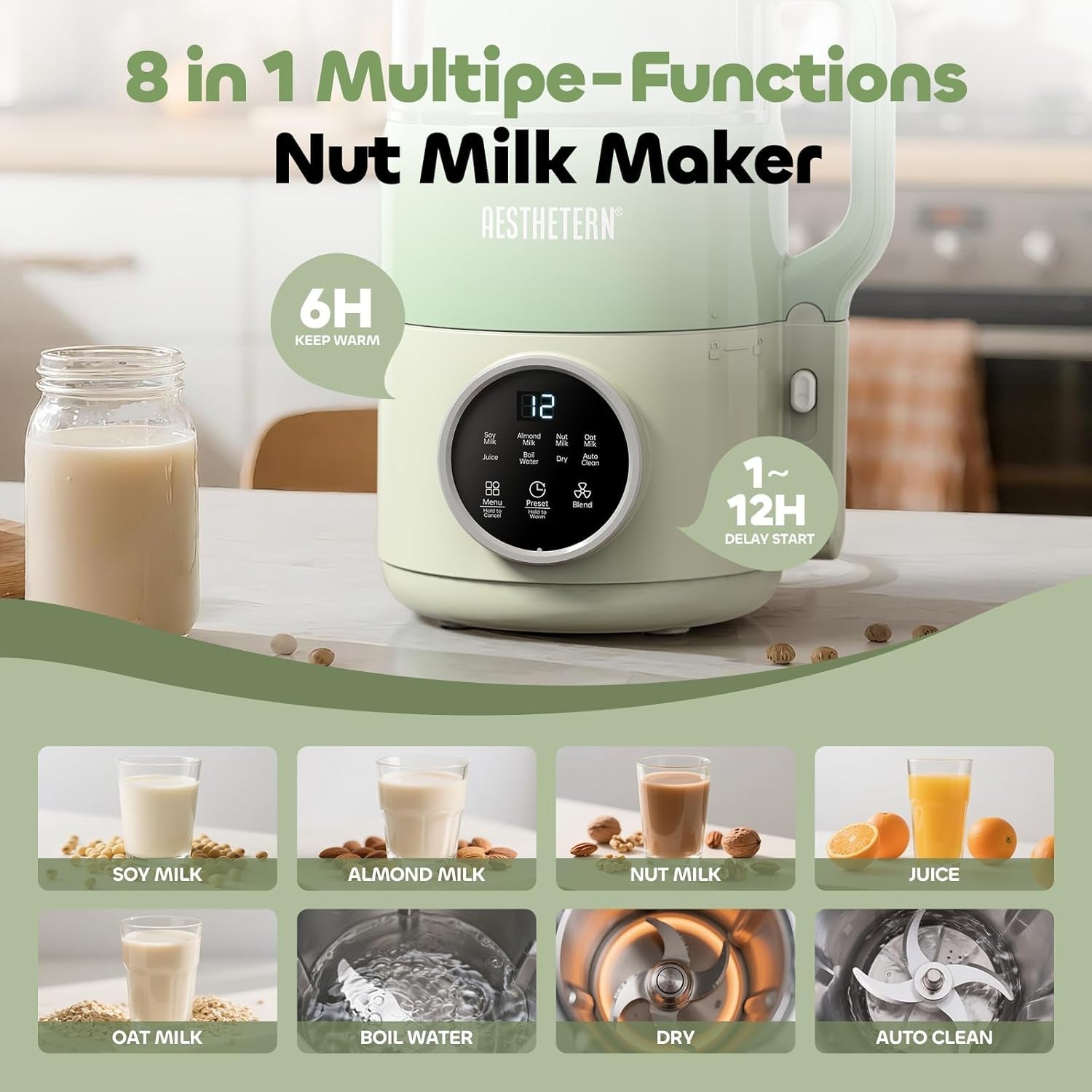nut-milk-maker-machine-soy-milk-oat-milk-maker-with-8-presets-high-speed-blender-auto-clean-delay-start-33oz-almond-milk-maker-for-plant-based-dairy-free-beverages-green
