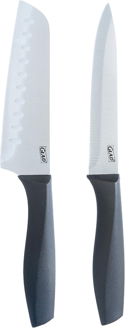 Knife Set with Cutting Board, 5 Pieces | Sharp Santoku and Utility Knives with Blade Covers and Plastic Chopping Block | Kitchen Cooking Accessories3