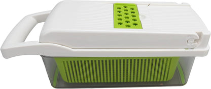 Vegetable Cutter Peeler Chopper Grater, Stainless Steel Kitchen Tool with anti - Slip Handle and Blade Container for Potato Carrot Onion, 12 - Piece Set for Home (White)7