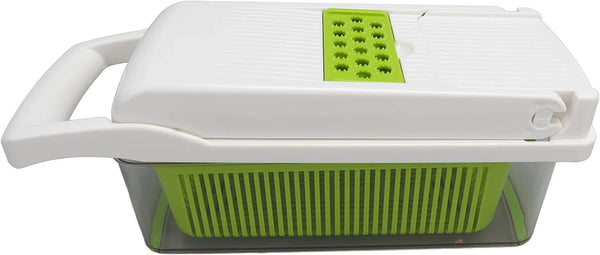 Vegetable Cutter Peeler Chopper Grater, Stainless Steel Kitchen Tool with anti - Slip Handle and Blade Container for Potato Carrot Onion, 12 - Piece Set for Home (White)7