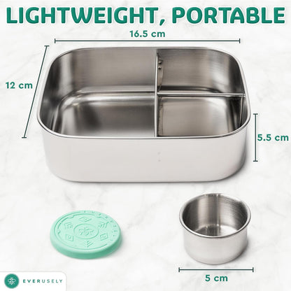 Stainless Steel Bento Box + Condiment Container - Green, 27Oz / 0.8 L7