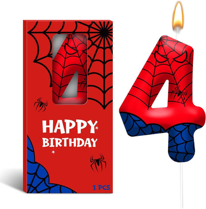 Spider Birthday Candles Number 4, Themed Cake Party Decoration1