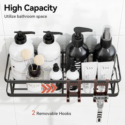 Shower Caddy Adhesive, Rustproof Shower Organizer with Soap Holder, Large Capacity Shower Shelves for inside Shower, No Drilling Bathroom Organizers and Storage for Home Decor 6 Pack Black4