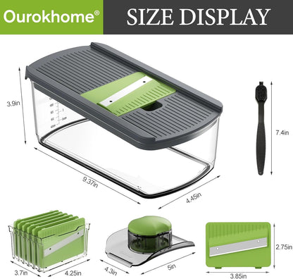 Mandolin Slicer for Kitchen Food, Hand Safe Vegetable Shredder with 6 Mandoline Blades, Veggie Waffle Cutter for Potato, Carrot, Zucchini, Onion, Essential Kitchen Gadgets (6 in 1, Gray)7