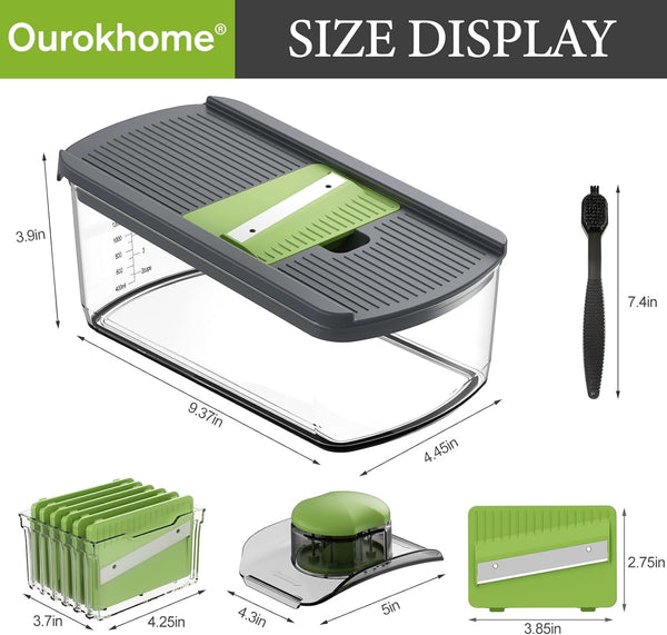 Mandolin Slicer for Kitchen Food, Hand Safe Vegetable Shredder with 6 Mandoline Blades, Veggie Waffle Cutter for Potato, Carrot, Zucchini, Onion, Essential Kitchen Gadgets (6 in 1, Gray)7