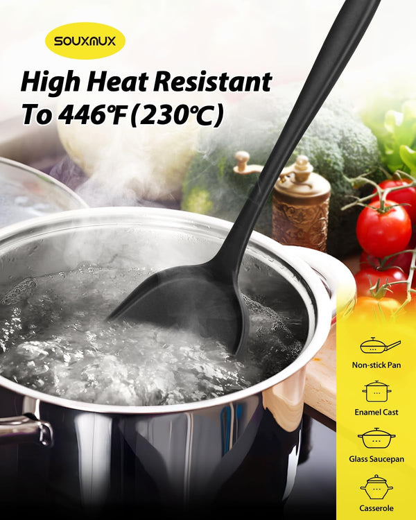 4 Pcs Silicone Kitchen Utensils Set, Wok Spatulas-Slotted Turner-Cooking Spoon-Slotted Spoon, Nonstick BPA Free High Heat Resistant Cooking Utensils for Frying, Mixing, Serving, Draining, Stirring4