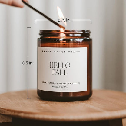 Hello Fall Candle, 9Oz Amber Jar, Autumn Scents for Home4