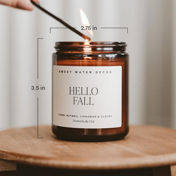 Hello Fall Candle, 9Oz Amber Jar, Autumn Scents for Home4