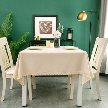 Faux Linen Tablecloth with Lace Trim - Waterproof/Spill Proof/Stain Resistant/Wrinkle Free/Oil Proof - for Banquet, Parties,Dinner,Kitchen,Wedding,Holiday,Nature, Square 70X70Inch2
