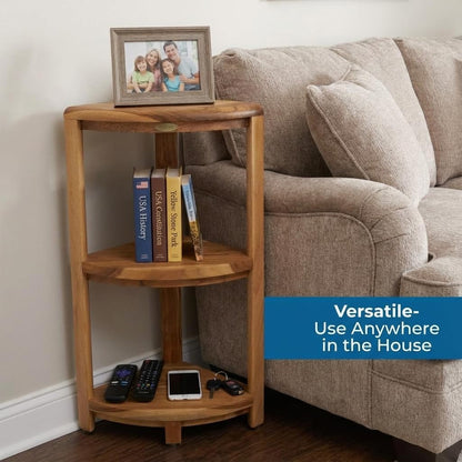 3-Tier Waterproof Teak Shower Shelf for Bathroom Storage9