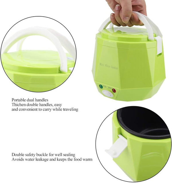 Travel Rice Cooker, Portable Rice Cooker for Travel, 12V 100W 1.3L Portable Mini Multifunctional Electric Non Stick Pot Electric Food Steamer for Outdoor Travel Car Cooking(#2)7