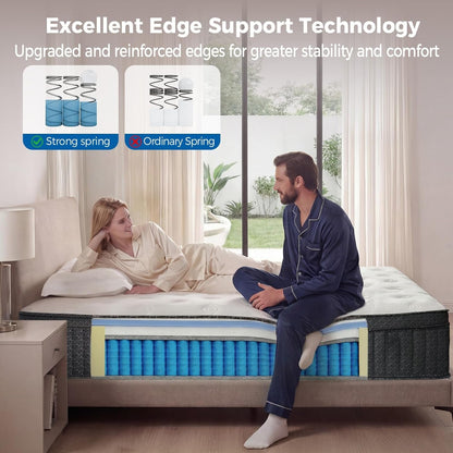 Queen Mattress, 12 Inch Queen Hybrid Mattress in a Box, Medium Firm with Upgraded Pocket Springs for Superior Motion Isolation, Strong Edge Support & Breathable Comfort5