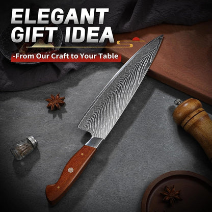 Damascus Chef Knife 9" - Sharp Professional Cooking6