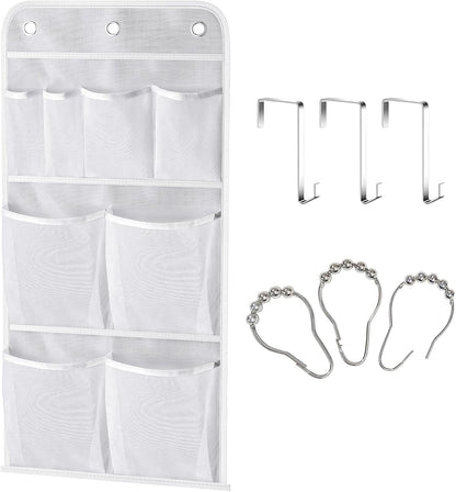 Hanging Mesh Pockets Hold 340Oz/1000Ml Shampoo Shower Organizer with over the Door Hooks1