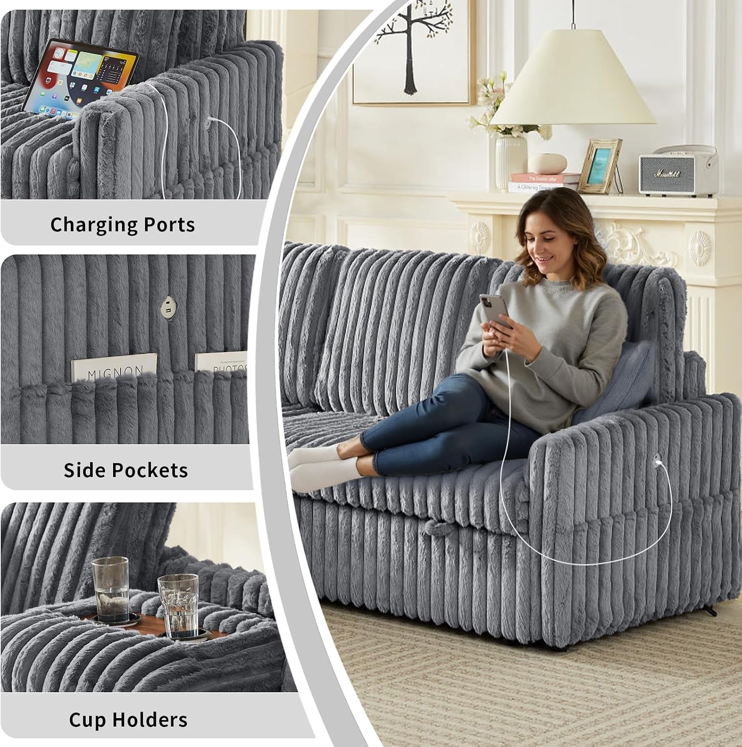 81-sectional-sleeper-sofa-bed-with-storage-chaise-usb-charging-plush-corduroy-l-shaped-pull-out-couch-bed-modular-sectional-sofa-couches-for-living-room-bedroom-light-grey