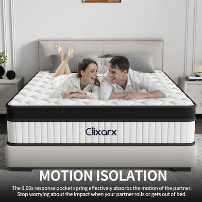 King Size Mattress, 12 Inch Hybrid Medium Firm Feel, Individually Wrapped Coils for Motion Isolation & Cool Memory Foam, White, Certipur-Us Certified7