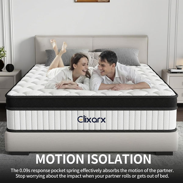 Full Size Mattress, 12 Inch Hybrid Medium Firm Feel, Individually Wrapped Coils for Motion Isolation & Cool Memory Foam, White, Certipur-Us Certified7