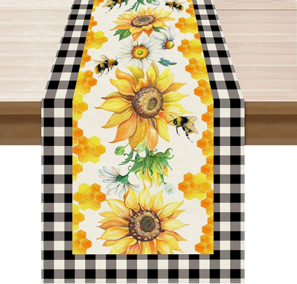 Summer Sunflower Daisy Bees Table Runner for Table Decoration 13X72In1