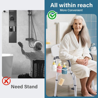 Shower Caddy Hanging for Elderly, Stainless Steel Hanging Basket with Hooks7
