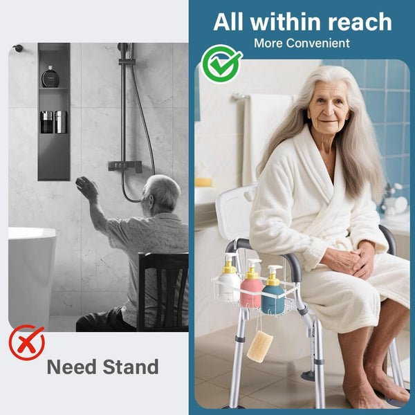 Shower Caddy Hanging for Elderly, Stainless Steel Hanging Basket with Hooks7