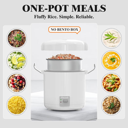 Rice Cooker Small 1-1.5 Cups Uncooked(3 Cups Cooked), Mini Rice Cooker with Removable Nonstick Pot, One Touch&Keep Warm Function, Portable Travel Rice Cooker for Soup Grain Oatmeal Veggie, White2