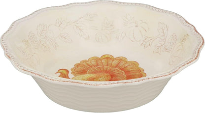 16 Piece Glitter Turkey Melamine Dinnerware Sets, Outdoor Dishes Set, Plates and Bowls Sets, Autumn Thanksgiving Decorations, Service for 4, Orange7