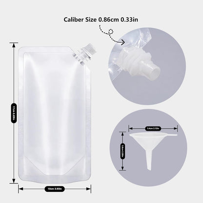 Plastic Flasks 40 PCS - Leak-Proof, Reusable, Flexible Juice Bags, Bpa-Free for Travel, Outdoor Sports, Concerts, Events (8OZ - 40PCS + 3 Funnels)2