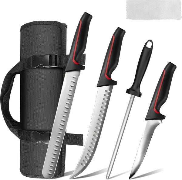 5 PCS Chef Knives with Roll Bag, Sharp Stainless Steel Kitchen Knife for Cutting Meat, Fruits & Vegetables, Practical Gifts Knife Set for Women Men Cooking Lovers1