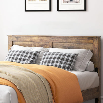 Wood King Bed Frame with Headboard, Vintage Brown6