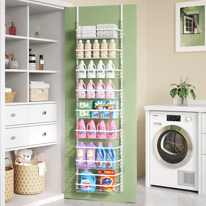 over the Door Pantry Organizer,8-Tier Adjustable Heavy Duty Metal Hanging Storage Rack,Wall Mount Spice Shelf for Kitchen Bathroom Laundry Organization7