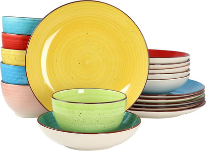 Sebastian round Stoneware Dinnerware Set in Assorted Colors (18 Piece)1