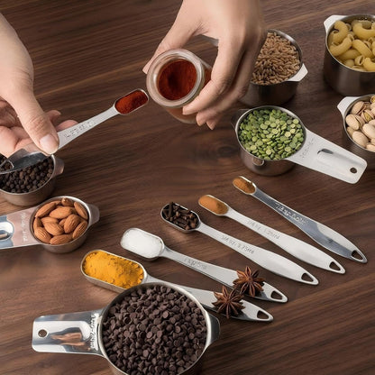 13 Piece Stainless Steel Measuring Cups and Spoons Set - for Cooking Baking2