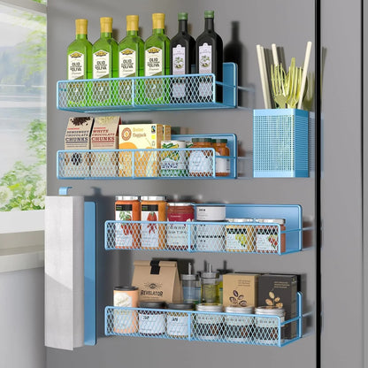 Magnetic Spice Rack Set (6 Pack) for Fridge + Towel Holder