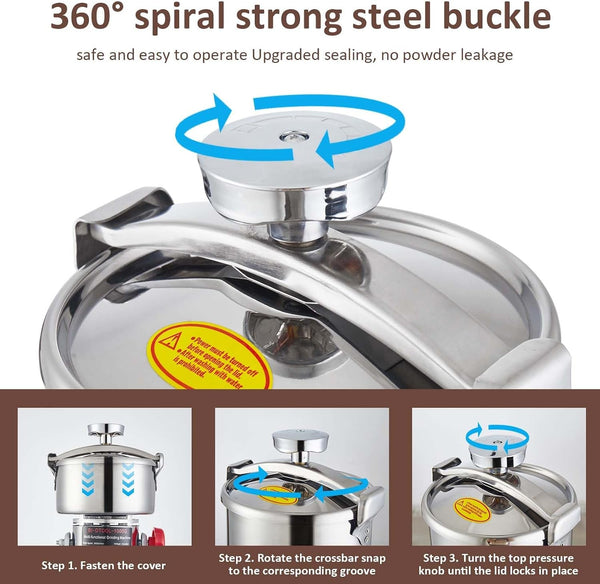 Electric Grain Mill Grinder 2000W Dry Material Grinding Machine 800G Stainless Steel Pulverizer 36000R/Min High-Speed Grain Mill 270° Swingable Superfine Powder for Home and Commercial 800G5