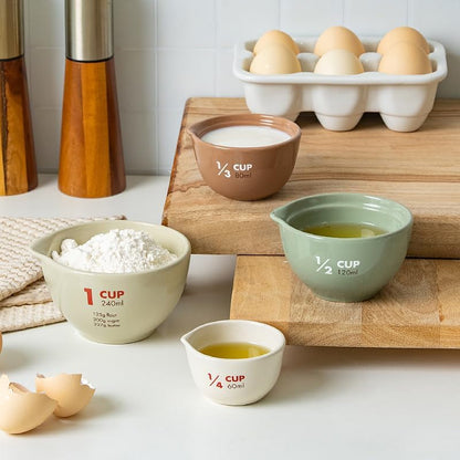 Ceramic Measuring Cups Set of 4, Assorted Colors2