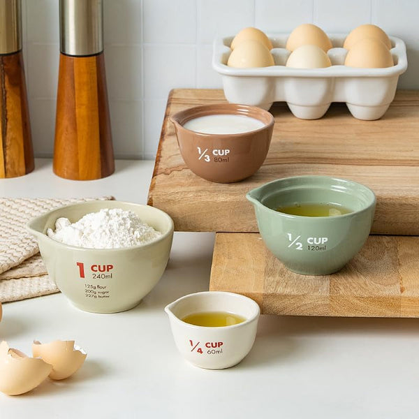 Ceramic Measuring Cups Set of 4, Assorted Colors2