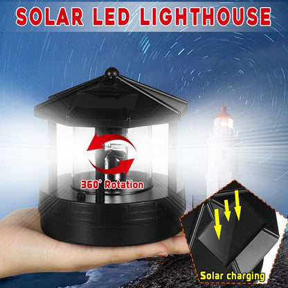 Solar Lighthouse, LED Beacon Rotating Garden Lights, Outdoor Smoke Tower Lamp with 2 Solar Panels for Lawn Patio Yard Landscape Lighting Decorative5