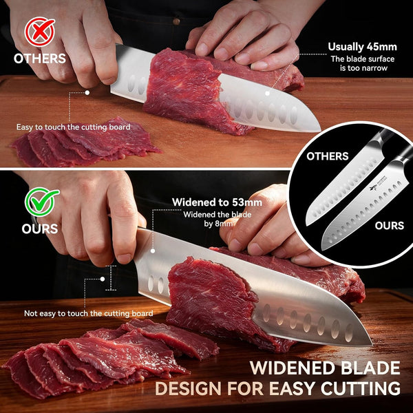 8" Santoku Kitchen Chef Knife, Forged German High Carbon Steel4