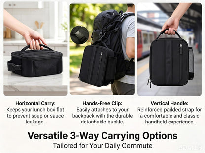 Lunch Box Insulated Lunch Bag for Men Teen Kids Boys Adult Portable Stylish Small Lunchbox Special Design for Working Office School Picnic (Black 6L(Without Shoulder Straps))2
