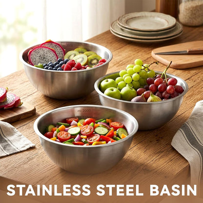 12Pcs Stainless Steel Mixing Bowls with Graduations for Kitchen Home2