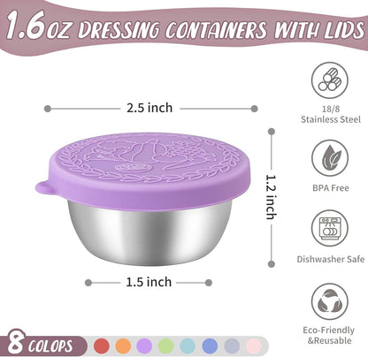 8 Pack - 1.6 Oz Small Salad Dressing Containers to Go, Sauce Cups with Lids2