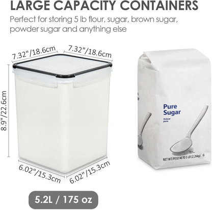 5.2L Flour Sugar Storage Containers, 4 PCS, Black2